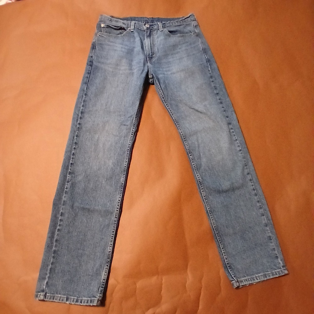 Levis 505 Mens 34x32 Straight Leg Blue Denim Jeans Medium Wash Regular Fit